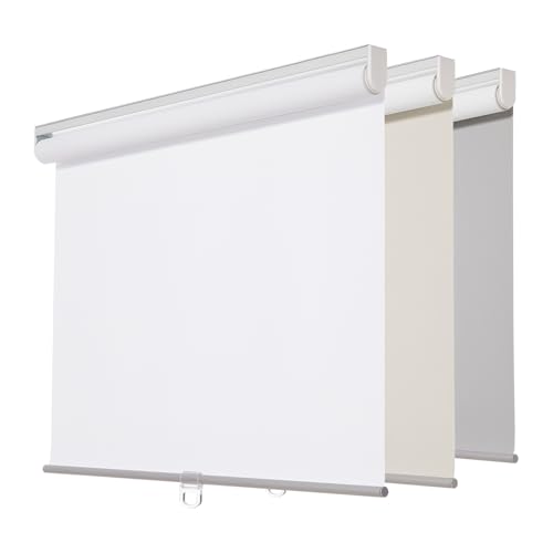 Persilux Kabellose Fensterrollos (88,9 cm B x 182,9 cm H, Weiß), 100% Verdunkelungsrollos, UV-Schutz, energiesparende Rollos für Schlafzimmer und Wohnzimmer, Zuhause und Büro von Persilux