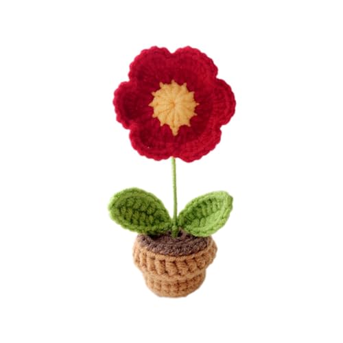 Persistence Handgestrickte Blumen Topfhäkeln Kunstpflanzen fertig gewebt Geschenk Tischdekoration 1 Stück B von Persistence