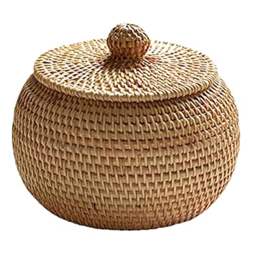 Persistence Runde Rattan-Box, Handgewebte Aufbewahrungsbox mit Deckel, Aufbewahrungskorb, Dekoration für Zuhause Persistence Runde Rattan-Box, Handgewebte Aufbewahrungsbox mit Deckel, Aufbewahrungskorb, Dekoration für Zuhause von Persistence