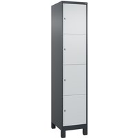 C+P Schließfachschrank Classic PLUS, Füße, 1 Abteil, HxBxT 1.950 x 400 x 500 mm, anthrazitgrau, lichtgrau, 4 Fächer von C+P