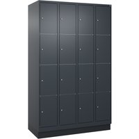 C+P Schließfachschrank Classic PLUS, Sockel, 4 Abteile, HxBxT 1.950 x 1.200 x 500 mm, anthrazitgrau, anthrazitgrau, 16 Fächer von C+P