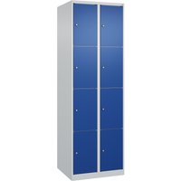 C+P Schließfachschrank Classic PLUS, 2 Abteile, HxBxT 1.850 x 600 x 500 mm, lichtgrau, enzianblau, 8 Fächer von C+P