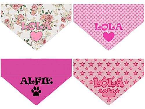 Hundehalstuch, Rosa, verschieden Designs, lässt sich am Hundehalsband befestigen oder um den Hals binden, personalisierbar, Dreieckstuch für Haustiere von Personalisedog