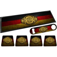 Set Aus Personalisiertem „Any Name's Bar", Deutscher Flagge, Grunge-Effekt, Gummi-Barläufer/Barmatte, Flaschenöffner Und 4 Untersetzern von PersonalisedGifts101