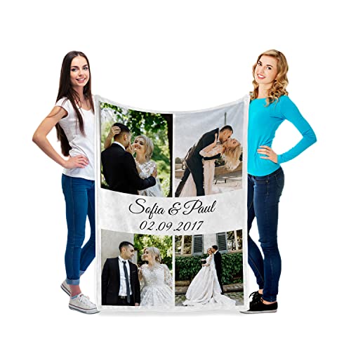 Personalisierte Fotodecke mit Eigenem Foto & Text | Minky Kuscheldecke | Weiche Fleecedecke mit Fotocollage (4 Foto) von Personalisedog