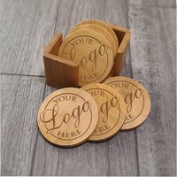 Hochwertiges Bambusholz-Round6-Coaster-Set Mit Halter, Personalisierte Holzuntersetzer, Laser Gravierte Benutzerdefinierte von PersonalizedByIP
