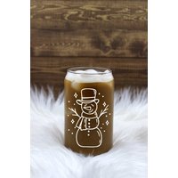 Glas Kaffeetasse Personalisierte Bierdose Eiskaffee Tasse Winter Weihnachten 16 Oz Personalisiert Bis Mai von PersonalizedByMay