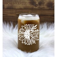 Glas Kaffeetasse Personalisierte Bierdose Eiskaffeetasse Kaffeetasse Sonnenblume -Geschenk Für Sie Personalisiert Bis Mai von PersonalizedByMay