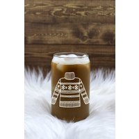 Glas Kaffeetasse Personalisierte Bierdose Eiskaffeetasse Weihnachtstasse 16 Oz Personalisiert Bis Mai von PersonalizedByMay