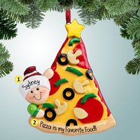 Kind Mit Stück Pizza - Personalisierte Weihnachtsverzierung Essen Liebhaber Pizzeria Italienisch Perfekte Handschrift von PersonalizedFree