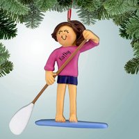 Paddle Board - Weibliches Braunes Haar Personalisierte Weihnachtsverzierungen Sup Wassersport von PersonalizedFree