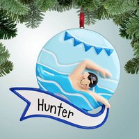 Schwimmen Mit Banner Boy - Personalisierte Weihnachtsverzierung Lernen Schwimmer Pool Treffen Perfekte Handschrift von PersonalizedFree