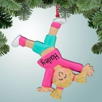 Tumbling Girl - Blonde Haare Personalisierte Weihnachtsverzierung Gymnastik Turnerin Wagen-Rad Handständer Spielplatz von PersonalizedFree