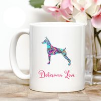 Dobermann Liebe Kaffeebecher von Personalizeitpaws