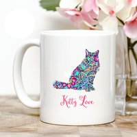 Flauschige Katze Kitty Liebe Kaffeebecher von Personalizeitpaws