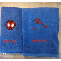 Spiderman Handtücher Und Maske Mit Namen Bestickt | 60 cm X 100 + 60 40 Verschiedene Farben Superhelden Avengers Ironman von PersonalizzatoPerTe