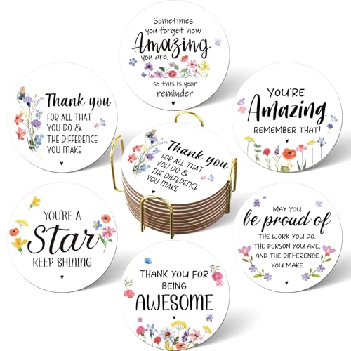 Perthlin 12 Stück Dankeschön-Geschenke, Mitarbeiter-Wertschätzungs-Untersetzer, inspirierende, personalisierbare, saugfähige Untersetzer mit Faserkork-Basis für Kollegen, Lehrer, Krankenschwestern, Perthlin 12 Stück Dankeschön-Geschenke, Mitarbeiter-Wertschätzungs-Untersetzer, inspirierende, personalisierbare, saugfähige Untersetzer mit Faserkork-Basis für Kollegen, Lehrer, Krankenschwestern, von Perthlin