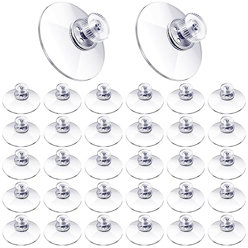 Perthlin 30 Stück Saugnäpfe mit Gewinde 5 cm Transparent Saugknöpfe PVC Kunststoff Saugnäpfe Stark Saugnäpfe mit Rändelmutter für Auto Fenster Fliesen Camping Sonnenschutz Lichterkette (Transparent) von Perthlin