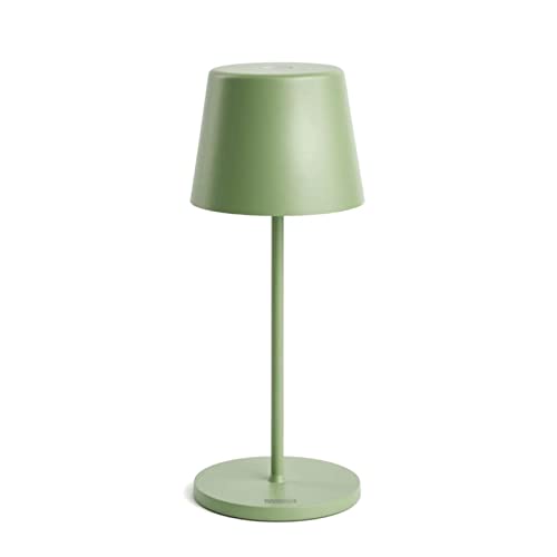 Pertrix LED Akku Gartentisch Leuchte Grün stufenlos dimmbar - IP65 Tisch Lampe ohne Kabel für In- & Outdoor, 2700-3000K, 280 mm hoch, runde Tischlampe Esstisch, moderne LED Tischlampe Outdoor von Pertrix