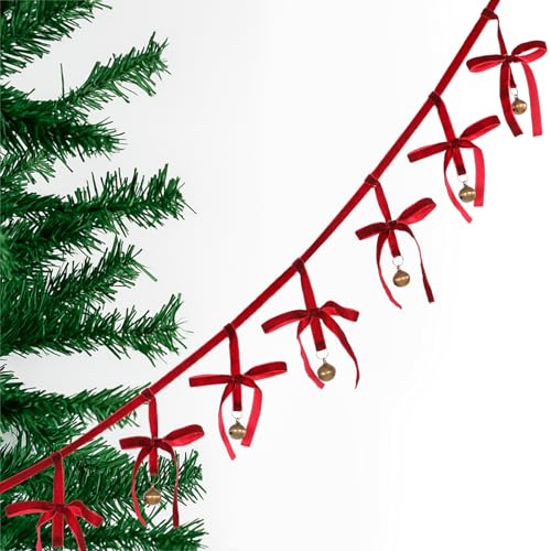Peryiter 1,8 m lange Weihnachts-Samtschleife Girlande Jingle Bell Burgunderrot Girlande Banner Wiederverwendbare Vintage Samtschleife Dekoration für Weihnachtsbaum Zuhause Kamin Treppenhaus Fenster Peryiter 1,8 m lange Weihnachts-Samtschleife Girlande Jingle Bell Burgunderrot Girlande Banner Wiederverwendbare Vintage Samtschleife Dekoration für Weihnachtsbaum Zuhause Kamin Treppenhaus Fenster von Peryiter