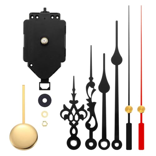 Pesderty DIY Quarz-Wanduhr, Pendel-Bewegungsmechanismus-Kit, Ersatzteile für DIY-Uhrenersatz mit 2 Paar Zeigern von Pesderty