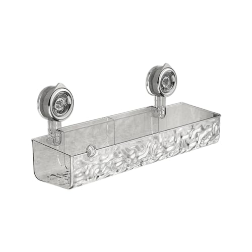 Pesderty Ohne Bohren, Leichtes Regal mit Saugnapf im Luxus-Stil mit Gletschermuster, Badezimmer-/Dusch-Organizer, Einfach zu Verwenden, Transparent, Lange Ausführung von Pesderty