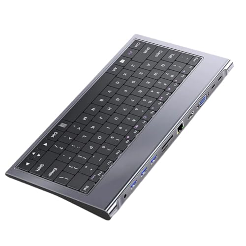 Pesfehhy 11-in-1-Tastatur-USB-C-Dockingstation mit 100 W PD, 4K, VGA, Ethernet, Kartenleser, USB 3.0, Aux-USB-C-Hub für Laptop von Pesfehhy