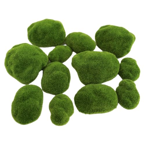 Pesfehhy 12 Stück Moosfelsen, Kugeln, Künstlicher Grüner, Dekoration, Künstliche, Lebensechte Pflanzensimulation, Ornament, Party-Schaufensterdekoration von Pesfehhy