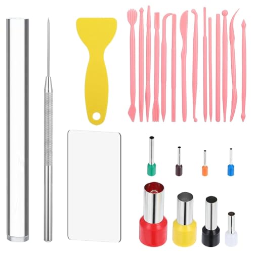 Pesfehhy 26-Teiliges Werkzeugset für Polymer-Ton mit Rolle, Schneidern, Modellierwerkzeugen, Nadel, Detail-Tonformwerkzeug und Runden Tonschneidern Pesfehhy 26-Teiliges Werkzeugset für Polymer-Ton mit Rolle, Schneidern, Modellierwerkzeugen, Nadel, Detail-Tonformwerkzeug und Runden Tonschneidern von Pesfehhy