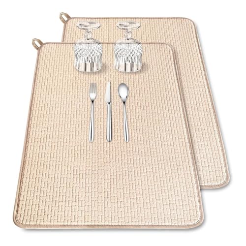 Pesfehhy 2er-Pack XXL Große Abtropfmatte Aus Mikrofaser, 61 X 45 cm, Saugfähiges Abtropfgestell für die Küchentheke, Abtropfunterlage von Pesfehhy
