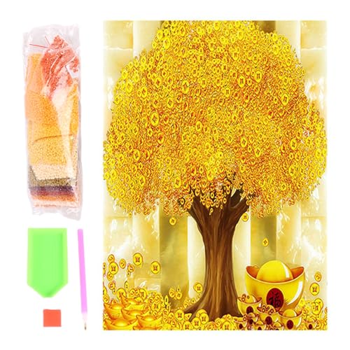 Pesfehhy 30X40Cm Runde Volle Roud Bohrer Geld Fortune Tree Diamant Malerei Diamant Malerei Wand von Pesfehhy