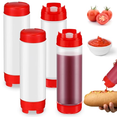 Pesfehhy 4 Stück Quetschflaschen, Nachfüllbar, 580 Ml, Umgedrehte Kunststoffspitze, Großer Ventilspender, Quetschflasche für Gewürze Pesfehhy 4 Stück Quetschflaschen, Nachfüllbar, 580 Ml, Umgedrehte Kunststoffspitze, Großer Ventilspender, Quetschflasche für Gewürze von Pesfehhy