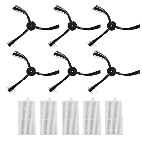 Pesfehhy 6 X Seiten BüRste + 5 X Filter für Lidl Silber SSR 3000 A1 Roboter Staubsauger ZubehöR Staubsauger von Pesfehhy