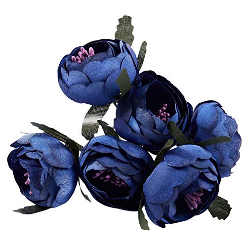 Pesfehhy 6pcs/Lot Simulation Seidentuch Bouquet Braut Hält Blumen Dekorative Blumen (Königsblau Lila) Einzelblumendurchmesser Von Ca. 4,5 cm, Gesamtlänge Von Ca. 11 cm von Pesfehhy
