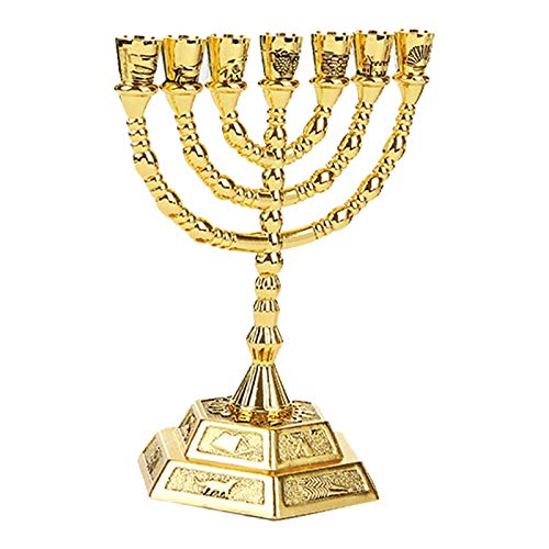 Pesfehhy Goldene JüDische Kerzenhalter Religionen Kandelaber Chanukka Kerzenhalter 7 Zweig -L von Pesfehhy