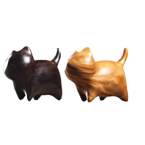 Pesfehhy Hölzerne Katzenfiguren, Modernes, Niedliche Statuen-Ornamente für Schreibtisch, Büro-Desktop, Geschenke, Couchtisch, Wohnzimmer von Pesfehhy