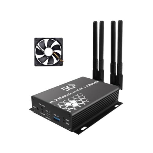 Pesfehhy M.2 NGFF 4G/5G- auf USB 3.0-Adapter, M2-WLAN-Kartenkonverter, Riser-Board mit Antenne, Kühler, Lüfter, SIM-Kartensteckplatz, Einfache Installation Pesfehhy M.2 NGFF 4G/5G- auf USB 3.0-Adapter, M2-WLAN-Kartenkonverter, Riser-Board mit Antenne, Kühler, Lüfter, SIM-Kartensteckplatz, Einfache Installation von Pesfehhy