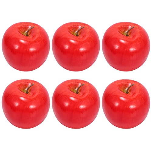 Pesfehhy R 6 Stueck Dekorativer Kuenstlicher Apfel Kunststoff Obst Imitation Hause Dekoration - rot von Pesfehhy