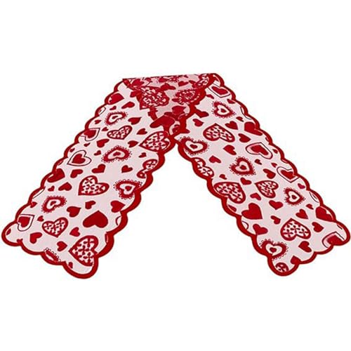 Pesfehhy Roter Spitzen-Tischläufer, Tischläufer, 33 X 183 cm, Romantischer -Tischläufer für Hochzeit, Valentinstag von Pesfehhy
