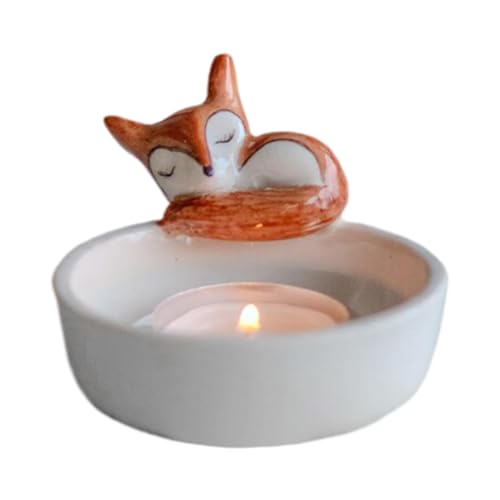 Pesfehhy Teelichthalter mit Tiermotiven, Niedliche 3D-Teelichthalter - Tierskulptur Aus Kunstharz mit Aufwendiger Verzierung von Pesfehhy