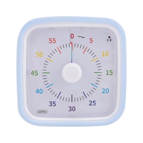 Pesfehhy Visueller 60-Minuten-Timer mit Schutzhülle, Rainbow-Disk-Timer, Geräuschloses Countdown-Zeitmanagement-Tool, Hellblau von Pesfehhy