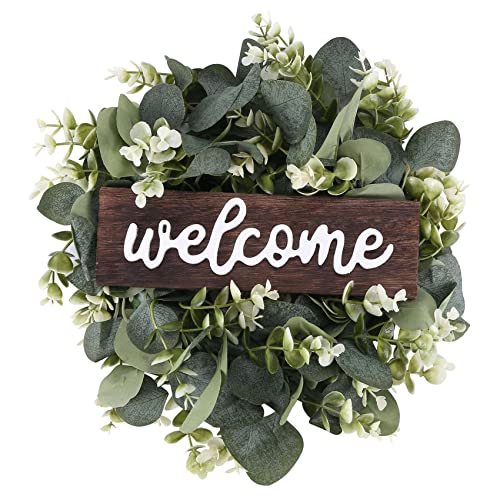 Pesfehhy Willkommen Schild mit Garlanden TüR Dekoration HäNgendes Schild mit KüNstlicher Eukalyptus Bauernhaus Veranda Dekoration Pesfehhy Willkommen Schild mit Garlanden TüR Dekoration HäNgendes Schild mit KüNstlicher Eukalyptus Bauernhaus Veranda Dekoration von Pesfehhy