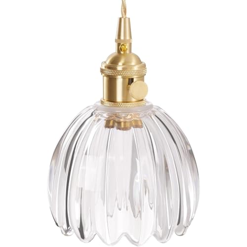 Glas Hängelampe mit Batterie und Fernbedienung, Wiederaufladbare LED-Hängeleuchte， Ohne Stromanschluss Hängelampen ，,dimmbare Retro Hängelampe Batterie, Dimmbare Pendelleuchte mit 6 RGB-Farben.(Clear) von Peskoe