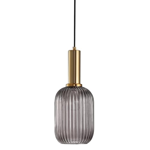 Moderne stil Ohne Stromanschluss Hängelampen mit batterie,Batteriebetriebene Glas Pendelleuchte mit Fernbedienung,Kabellos Hängelampe RGB Farben dimmbar,wiederaufladbare Beleuchtungsvorrichtung.(Gray, von Peskoe