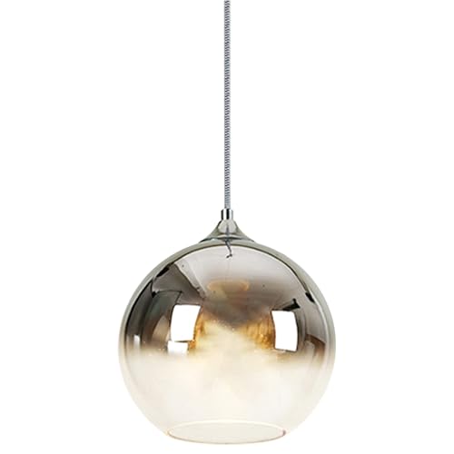 Ohne Stromanschluss Hängelampen mit Fernbedienung,Modern Glas Hängelampe mit batterie,Batteriebetrieben Pendelleuchte mit 6 RGB Farben dimmbar,Innen Pendelleuchte keine Verkabelung erforderlich.(Silve von Peskoe