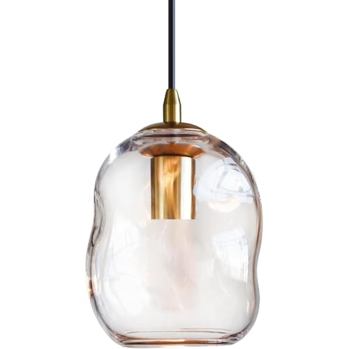 Ohne Stromanschluss Hängelampen mit batterie,Modern Pendelleuchte mit Glasschirm,Batteriebetrieben Hängelampe mit Fernbedienung,Pendelleuchte für Kücheninseln mit wiederaufladbarer Lichtquelle. von Peskoe