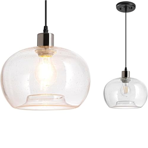 Pendelleuchte Deckenlampe Ohne Stromanschluss Hängelampen Apple Glass,mit Fernbedienung Pendellampe Batteriebetrieben,7-FarbkonvertierungKeine Elektriker-Installation Erforderlich Höhenverstellbar(Cle von Peskoe