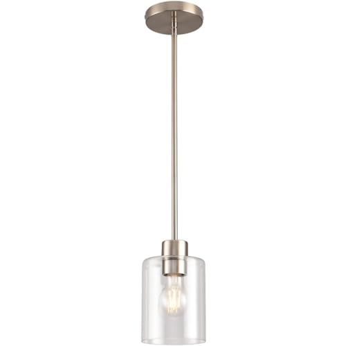 Peskoe Modern Hängelampe mit Batterie， Ohne Stromanschluss Hängelampen ，Innen Hängeleuchte Batteriebetriebene Lampe mit Fernbedienung， Glas Lampenschirm Deckenleuchte ohne Strom.(Chrome) von Peskoe