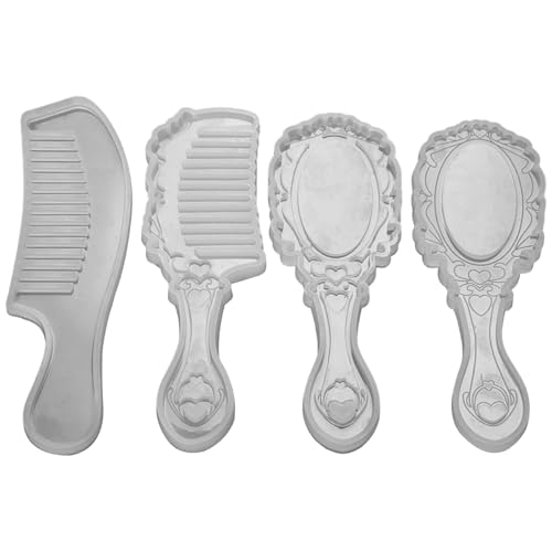 4pcs Silikonformen Set, 3D -Haarkamm- und Dressing -Spiegel -Epoxidharzformen, DIY Guss Schmuck Bastelrahmenform von Pesoncarl