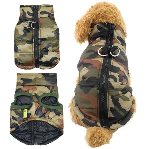 Camo Dog Weste mit Leinenhaken warm und gemütlich Camouflage Hundeweste mit Reißverschluss, die leicht zu einem Wasserdichten kleinen Jacke für den und Winter für 1, 5-2, 5 kg anziehen abneh Camo Dog Weste mit Leinenhaken warm und gemütlich Camouflage Hundeweste mit Reißverschluss, die leicht zu einem Wasserdichten kleinen Jacke für den und Winter für 1, 5-2, 5 kg anziehen abneh von Pesoncarl